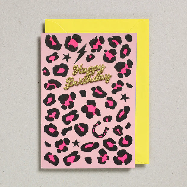 Petra Boase Animal Print Happy Birthday Card - Pink
