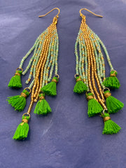 Long Beaded Tassel Earrings