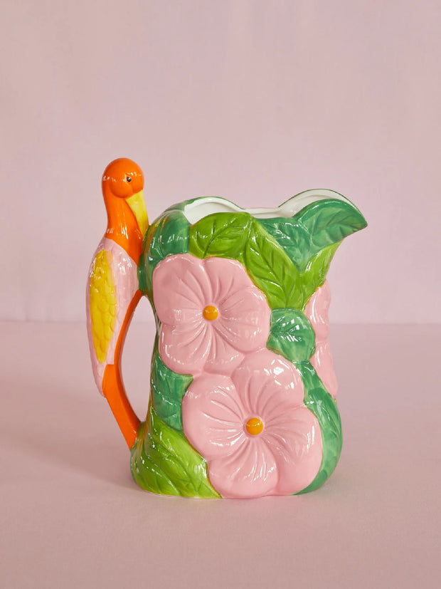 Ceramic Vase - Flowers & Crane