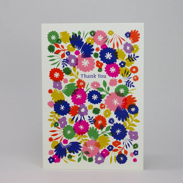 Pressed and Folded Card - Floral Thank You