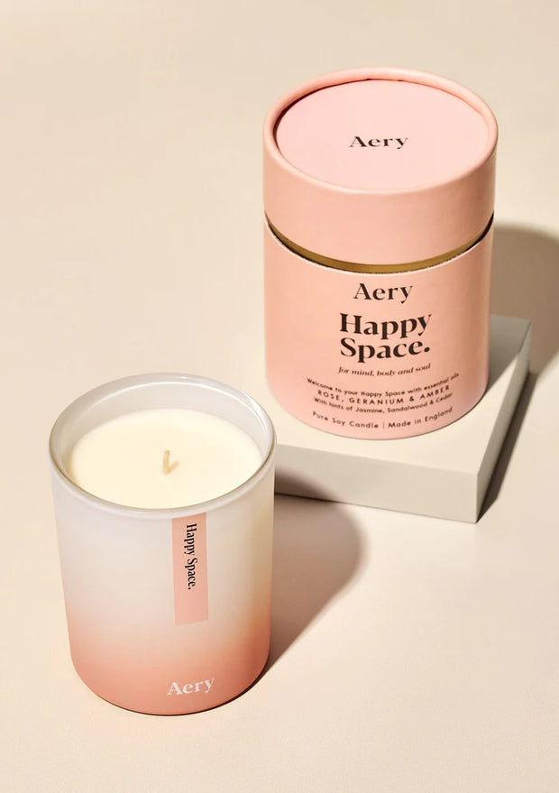 Aery Happy Space Scented Soy Candle - Rose, Geranium & Amber