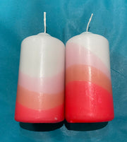 Dip Dye Pillar Candles Wild Rose - Set of Two