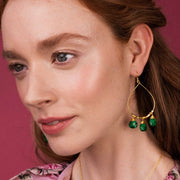 Ashiana Bella Hoop and Gemstone Earrings - Malachite