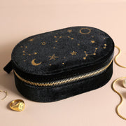 Starry Night Velvet Oval Jewellery Box - Black