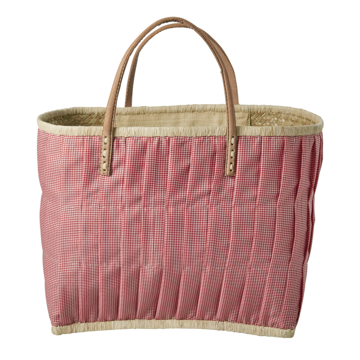 Pink Raffia Shopping Basket
