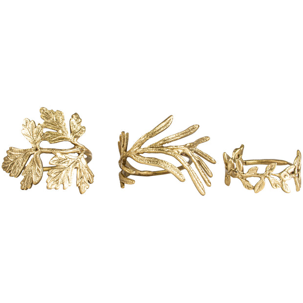 Gold Leaf Napkin Holders - Set of 3