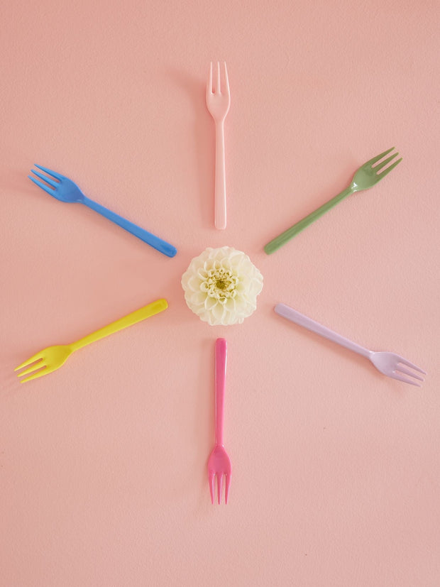 Set of 6 Melamine Colourful Cake Forks