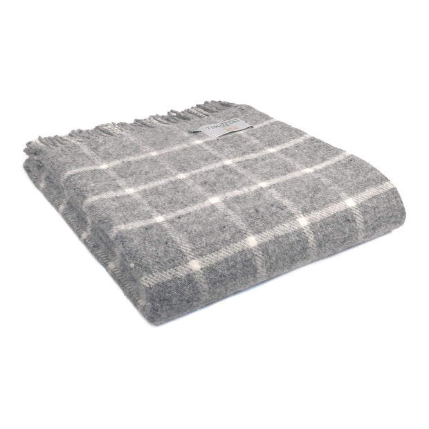 Tweedmill Chequered Check Grey Throw