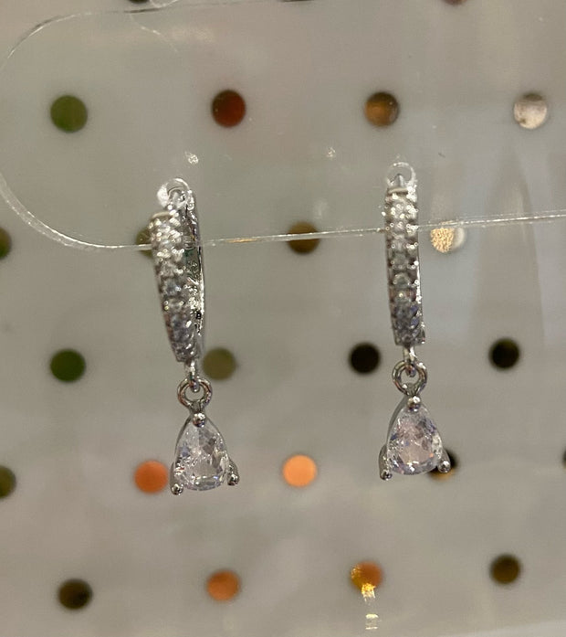 Silver Ella Mini Hoop Earrings with Teardrops