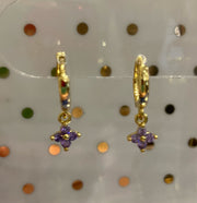 Gold Ella Mini Hoop Earrings with Flower Drops