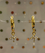 Gold Ella Mini Hoop Earrings with Flower Drops