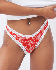 Stripe & Stare Thong Single Pack Red Ditsy