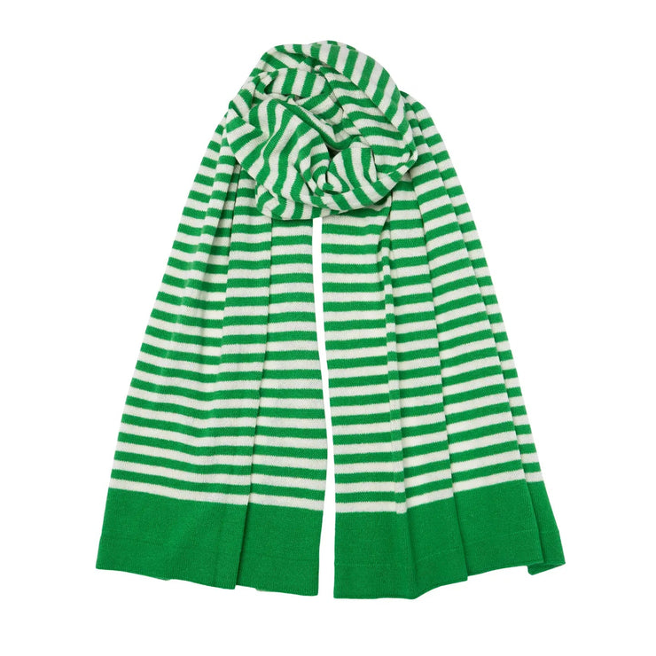 Breton Cashmere Scarf- Green & Off White