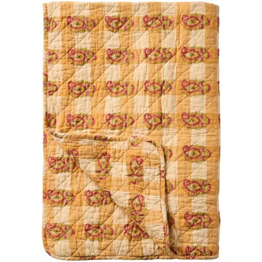 Orange & Green Block Print Quilt