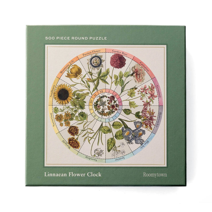 Roomytown Round Jigsaw Puzzle - Flower Clock