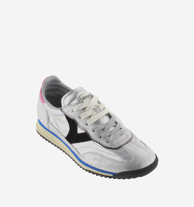 Victoria Saturno Silver Leather Trainers
