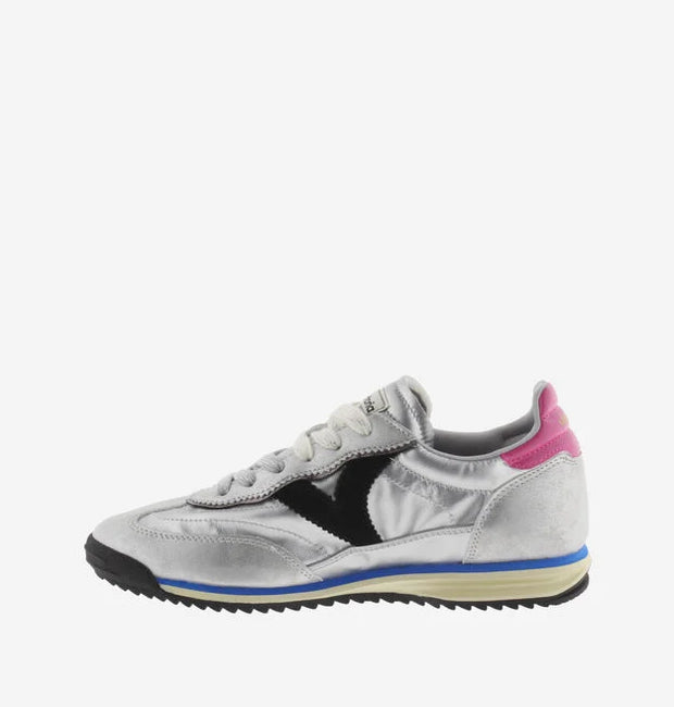 Victoria Saturno Silver Leather Trainers