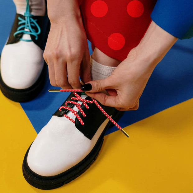 Sliwils Fabric Shoelaces - Lindy Polka Dots