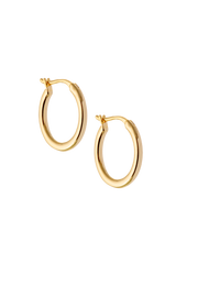 Atelier 18 Golden Hoops with Milagros Heart Charm