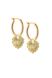 Atelier 18 Golden Hoops with Milagros Heart Charm