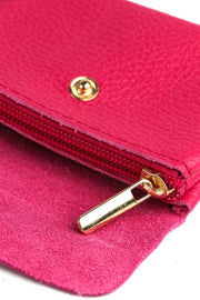 Small Leather Coin Purse - Raspberry