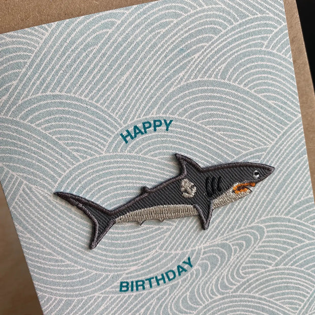 Petra Boase Iron On Charm Card - Happy Birthday Shark