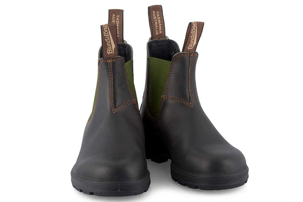 Blundstone Boots - 519 Stout Brown Leather with Olive Elastic