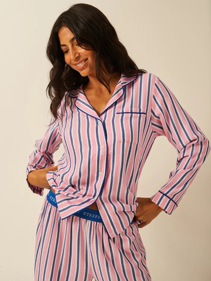 Stripe & Stare Long Sleeve Pyjama Top - Lazy Sunday