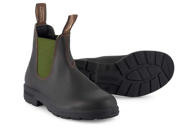 Blundstone Boots - 519 Stout Brown Leather with Olive Elastic