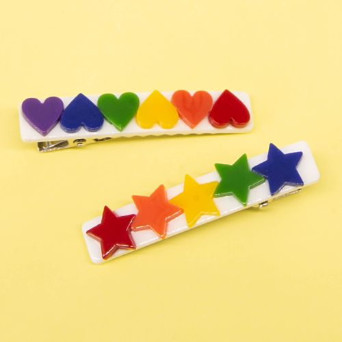 Duo of Hair Clips - Hearts & Stars