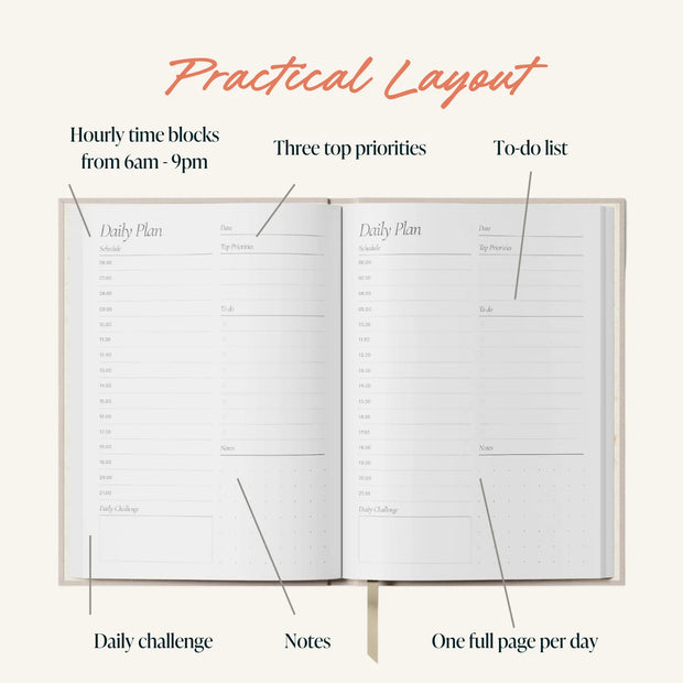 Yop & Tom Hardback Daily Planner - Pink & Red