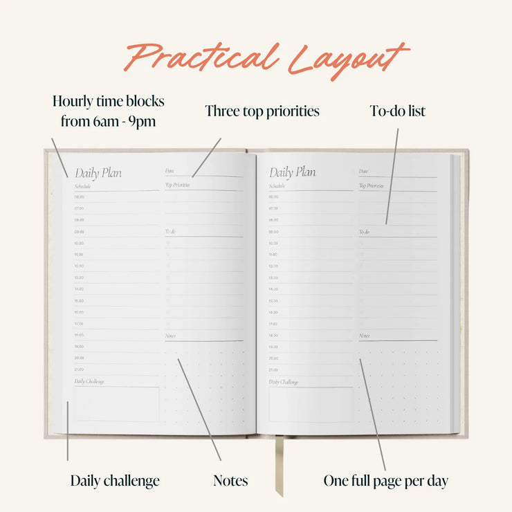 Yop & Tom Hardback Daily Planner - Pink & Red