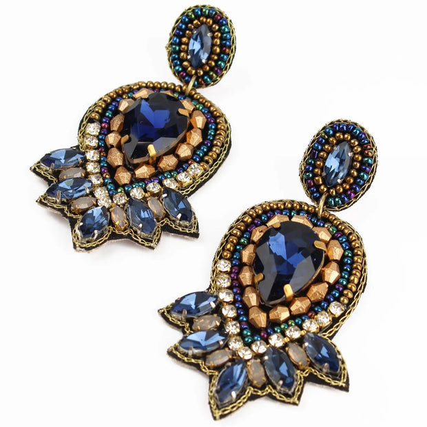 My Doris Blue & Gold Art Deco Earrings