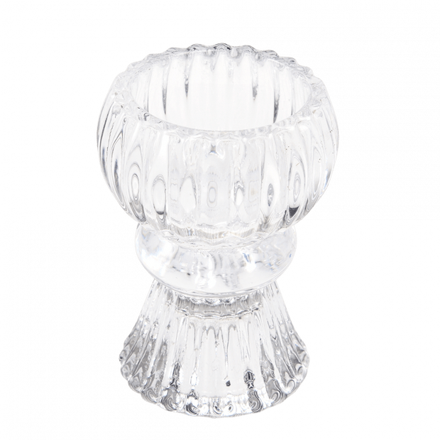 Double Ended Glass Candle Holder - Clear