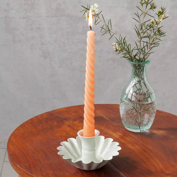 Enamel Cupped Flower Candle Holders