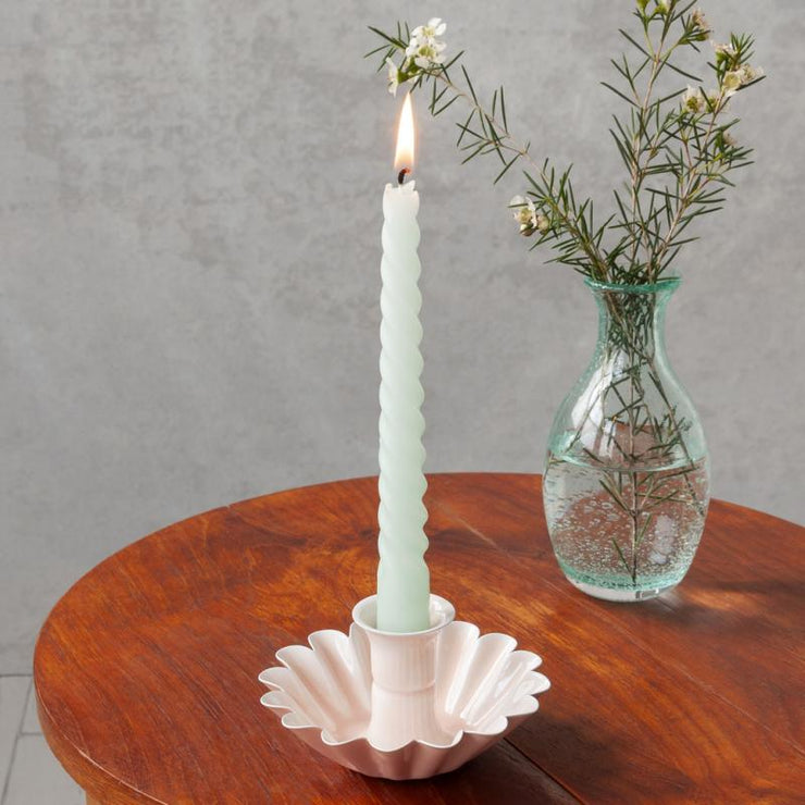 Enamel Cupped Flower Candle Holders