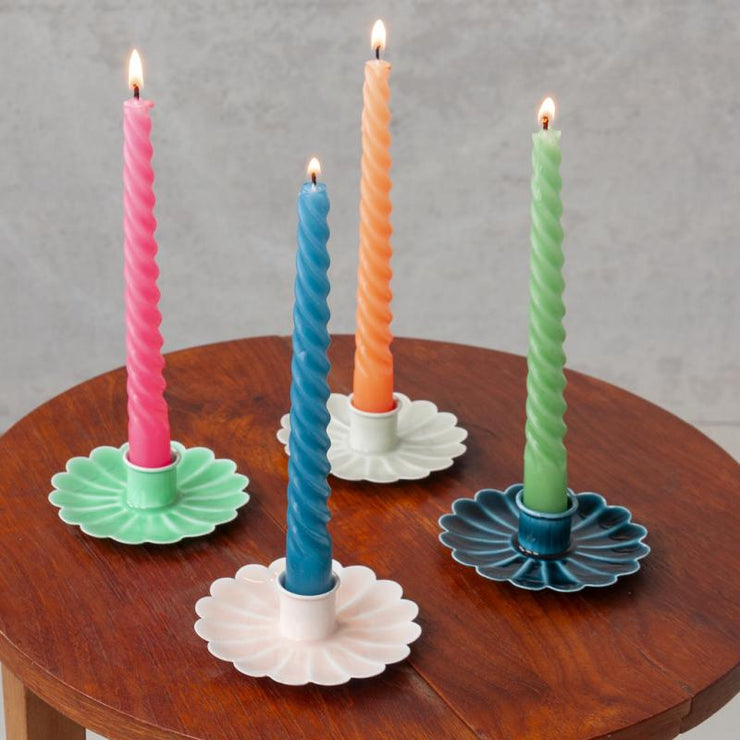 Enamel Flat Flower Candle Holders