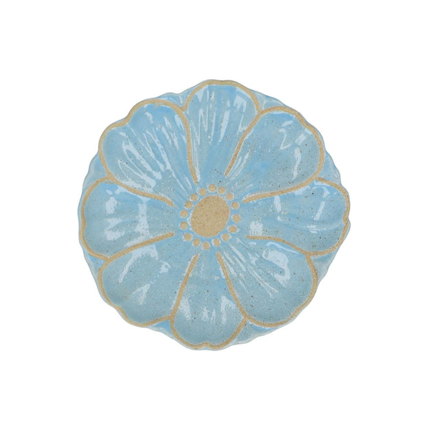 Stoneware Flower Plate - Pale Blue