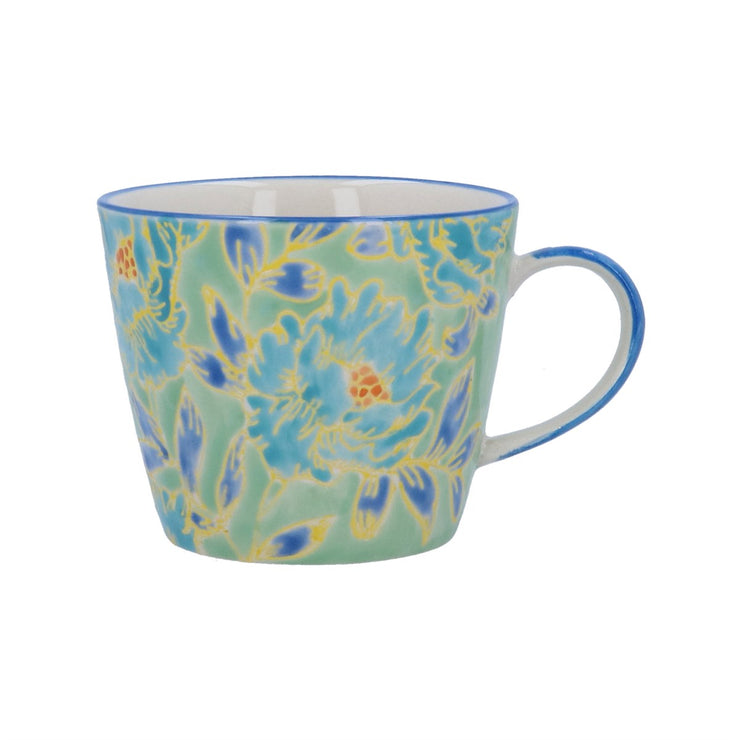 Stoneware Mug - Blue Peonies