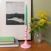 Enamel Candlestick in Pink 19cm