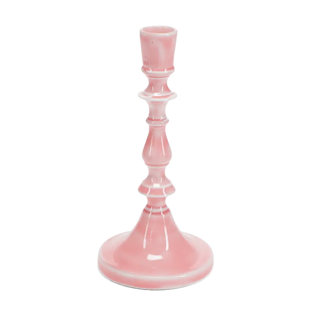 Enamel Candlestick in Pink 19cm