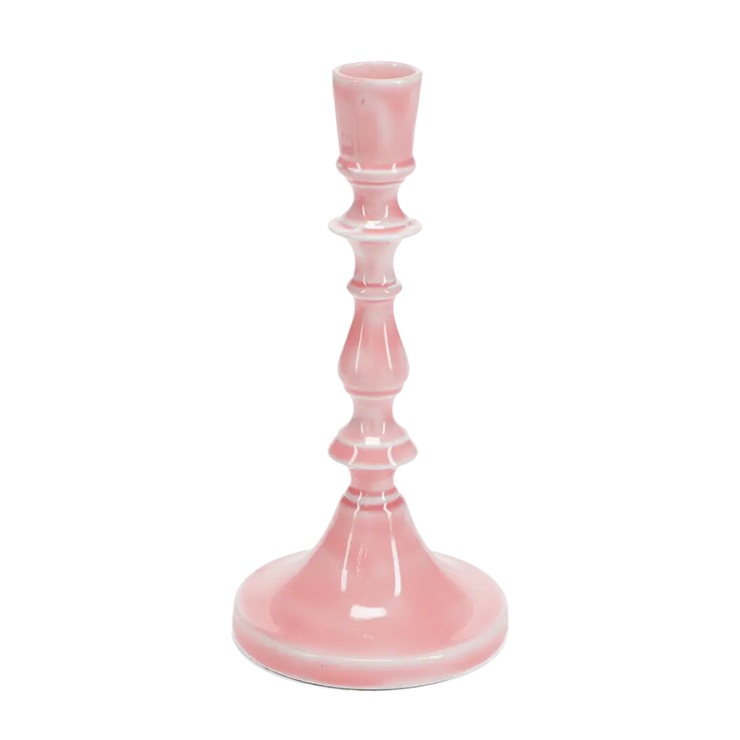 Enamel Candlestick in Pink 19cm