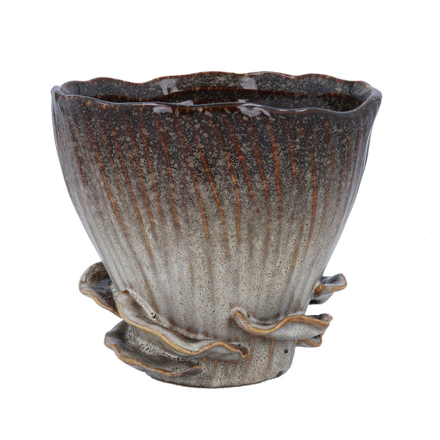 Brown Mushrooms Stoneware Pot Cover