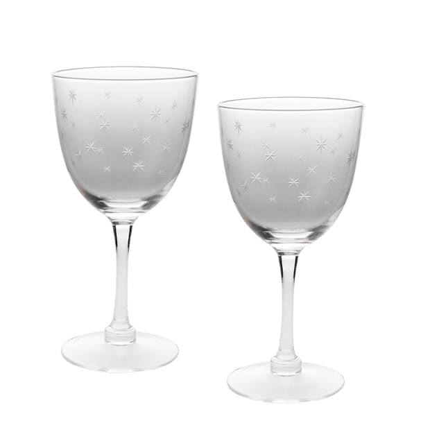 Etched Star Wine Glasses - Set of 2