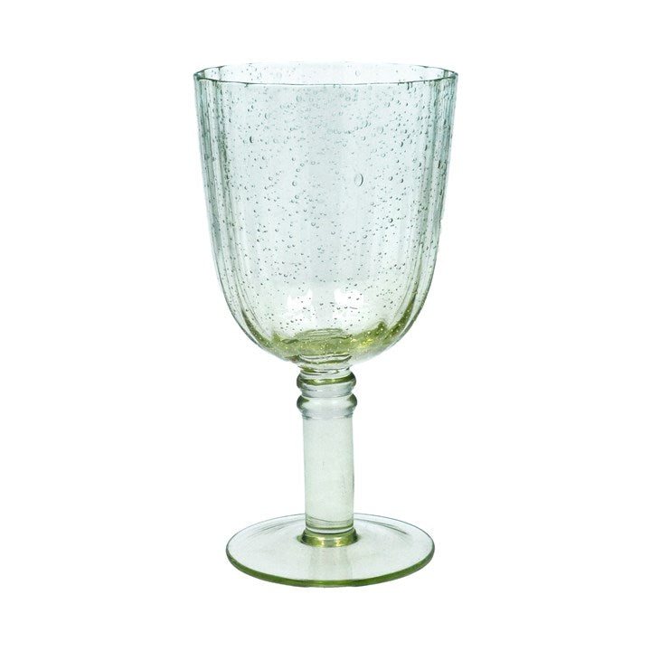 Green Bubble Fluted Goblet Wine Glass