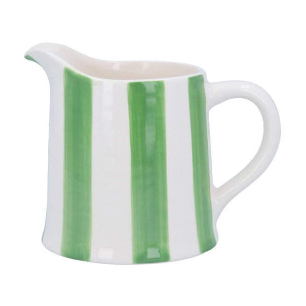 Stoneware Creamer Jug - Green Stripe