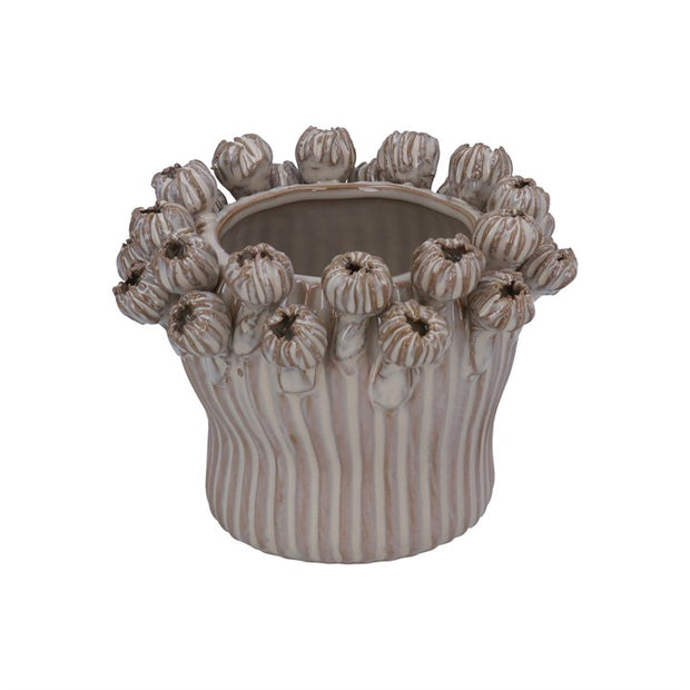 Taupe Seed Head Applique Pot Cover