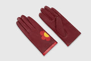 Mabel Sheppard Leather Gloves - Burgundy Daisy