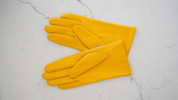 Mabel Sheppard Leather Gloves - Yellow Clouds