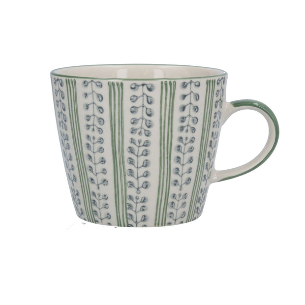 Stoneware Mug - Green Stripe Berry